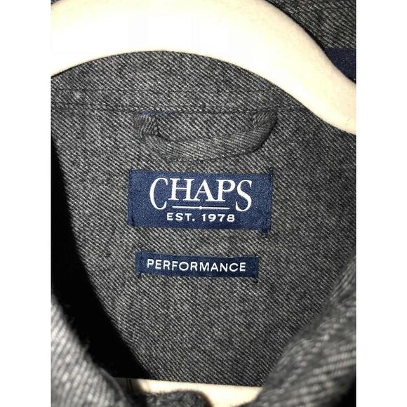 Chaps Performance Flannel Solid Dark Gray Retains Heat/Wicks Moisture NEW sz L - Picture 7 of 10